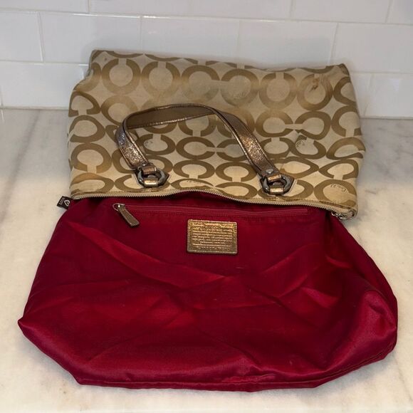 Coach Bag Purse Handbag Y2K Poppy Signature Op Art Logo Large Tote Bag - Picture 13 of 16